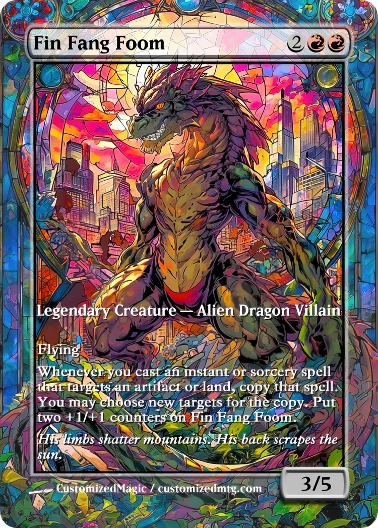 Marvel Super Heroes - Commanders - Stained Glass Edition Part 2 of 6 | Fin Fang Foom | Magic the Gathering / MTG Proxy Cards | Magic the Gathering Proxy Cards