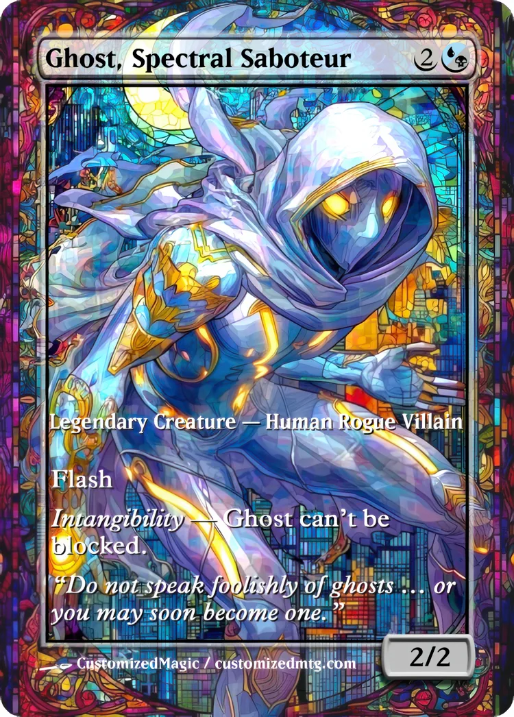 Marvel Super Heroes - Commanders - Stained Glass Edition Part 2 of 6 | Ghost Spectral Saboteur | Magic the Gathering / MTG Proxy Cards | Magic the Gathering Proxy Cards