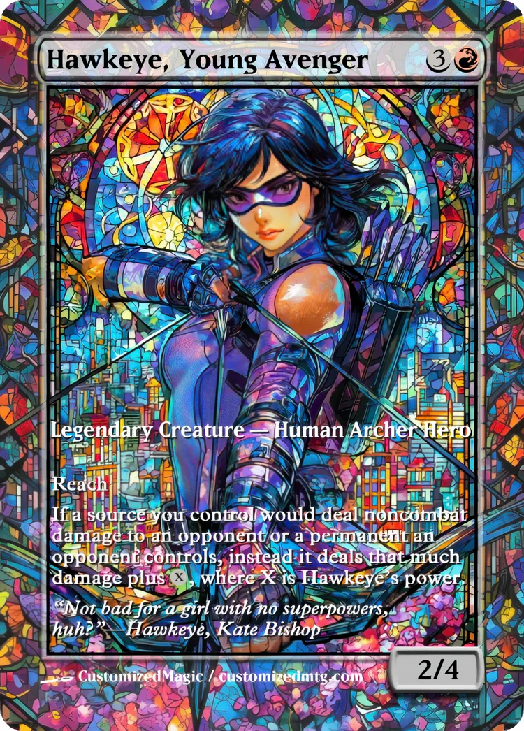 Marvel Super Heroes - Commanders - Stained Glass Edition Part 2 of 6 | Hawkeye Young Avenger.2 | Magic the Gathering / MTG Proxy Cards | Magic the Gathering Proxy Cards
