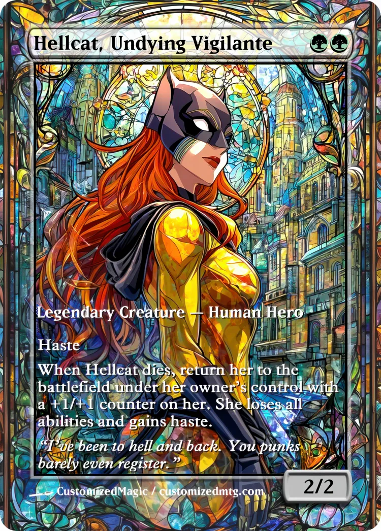 Marvel Super Heroes - Commanders - Stained Glass Edition Part 2 of 6 | Hellcat Undying Vigilante | Magic the Gathering / MTG Proxy Cards | Magic the Gathering Proxy Cards