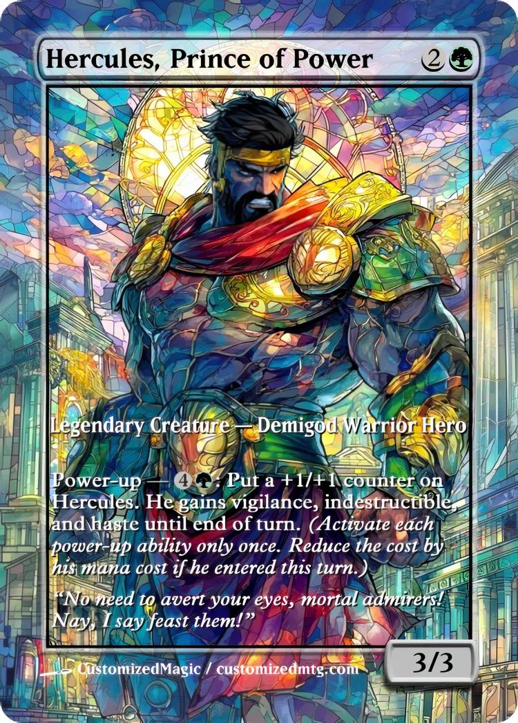 Marvel Super Heroes - Commanders - Stained Glass Edition Part 2 of 6 | Hercules Prince of Power | Magic the Gathering / MTG Proxy Cards | Magic the Gathering Proxy Cards