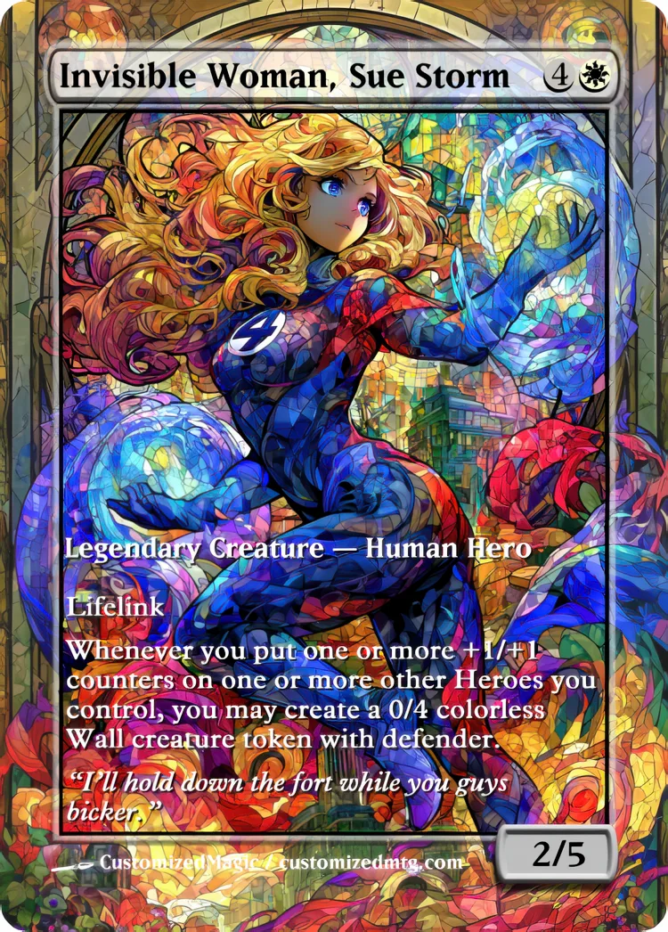 Marvel Super Heroes - Commanders - Stained Glass Edition Part 3 of 6 | Invisible Woman Sue Storm | Magic the Gathering / MTG Proxy Cards | Magic the Gathering Proxy Cards