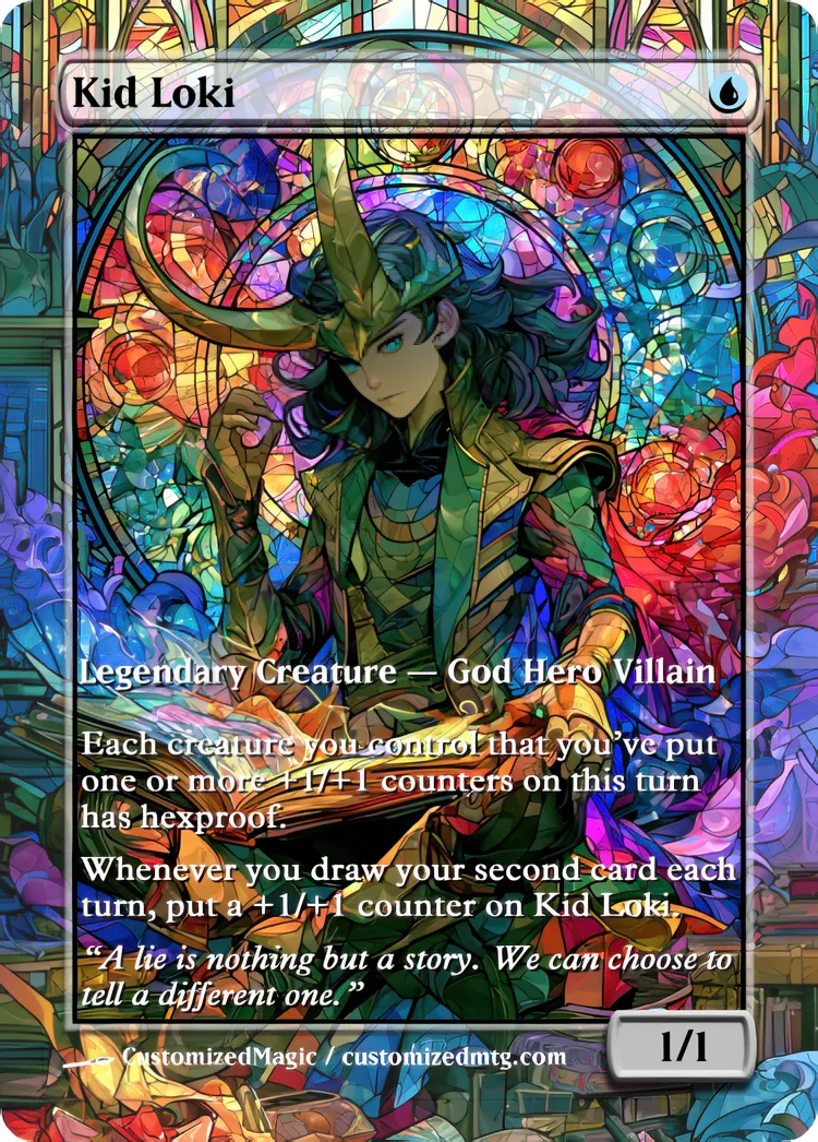 Marvel Super Heroes - Commanders - Stained Glass Edition Part 3 of 6 | Kid Loki | Magic the Gathering / MTG Proxy Cards | Magic the Gathering Proxy Cards