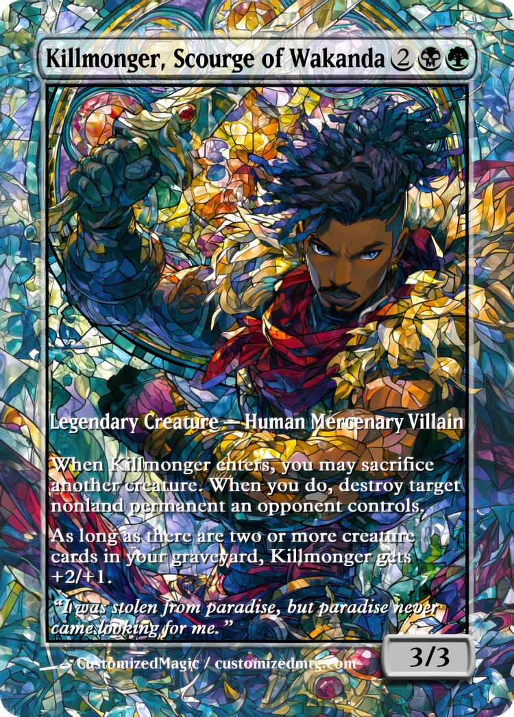 Marvel Super Heroes - Commanders - Stained Glass Edition Part 3 of 6 | Killmonger Scourge of Wakanda | Magic the Gathering / MTG Proxy Cards | Magic the Gathering Proxy Cards