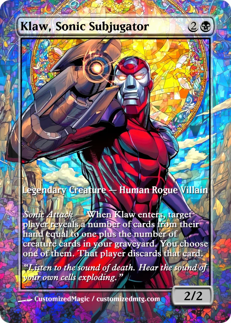 Marvel Super Heroes - Commanders - Stained Glass Edition Part 3 of 6 | Klaw Sonic Subjugator | Magic the Gathering / MTG Proxy Cards | Magic the Gathering Proxy Cards