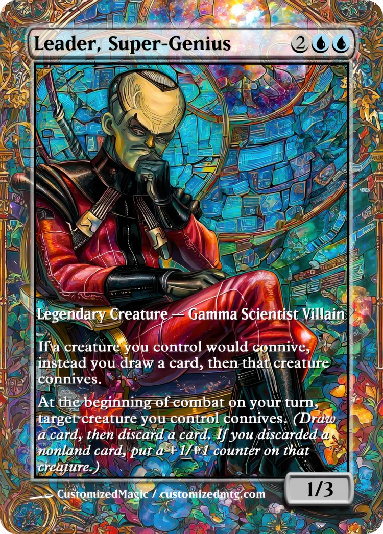 Marvel Super Heroes - Commanders - Stained Glass Edition Part 3 of 6 | Leader Super Genius | Magic the Gathering / MTG Proxy Cards | Magic the Gathering Proxy Cards