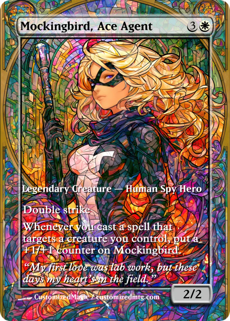 Marvel Super Heroes - Commanders - Stained Glass Edition Part 4 of 6 | Mockingbird Ace Agent | Magic the Gathering / MTG Proxy Cards | Magic the Gathering Proxy Cards