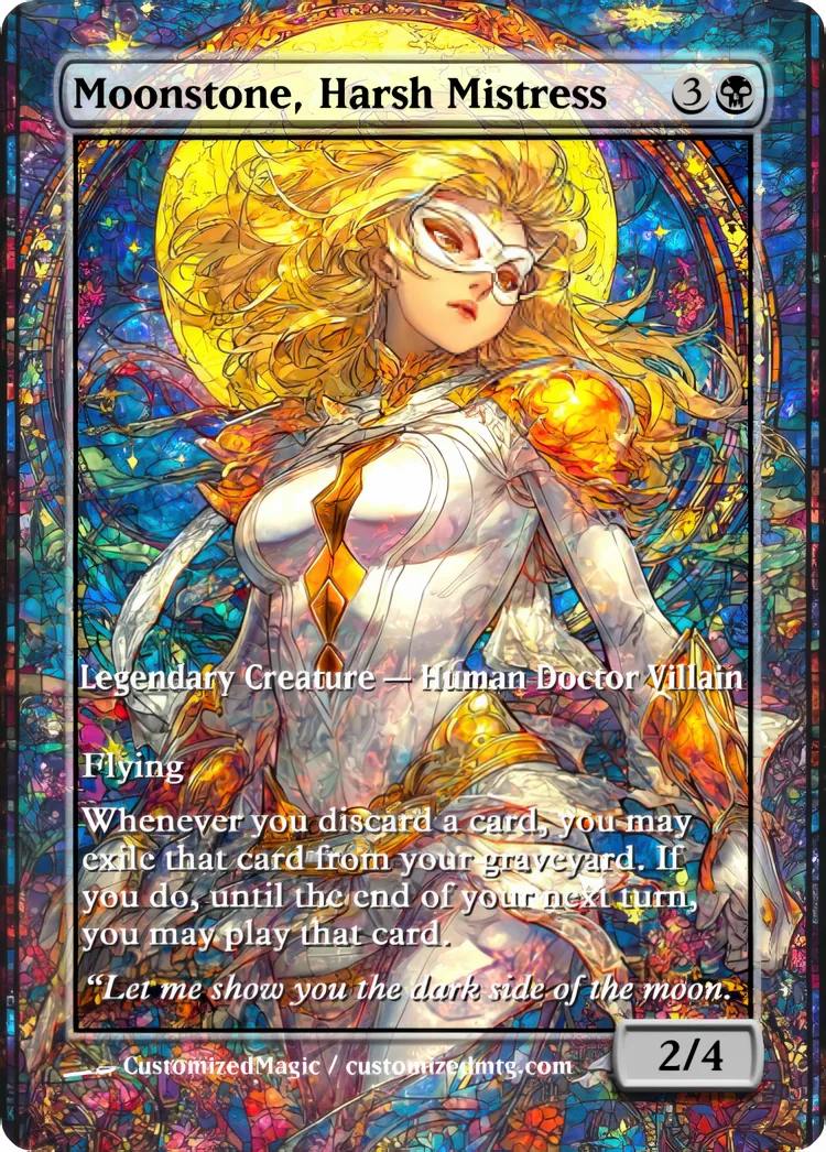 Marvel Super Heroes - Commanders - Stained Glass Edition Part 4 of 6 | Moonstone Harsh Mistress | Magic the Gathering / MTG Proxy Cards | Magic the Gathering Proxy Cards