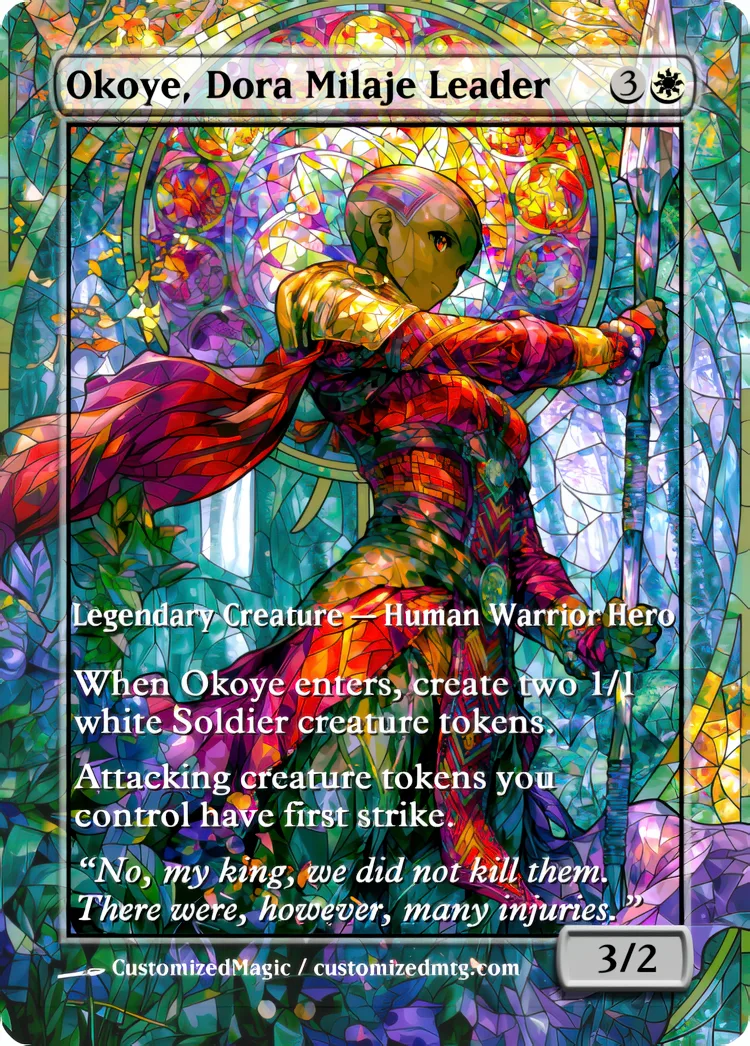 Marvel Super Heroes - Commanders - Stained Glass Edition Part 4 of 6 | Okoye Dora Milaje Leader | Magic the Gathering / MTG Proxy Cards | Magic the Gathering Proxy Cards