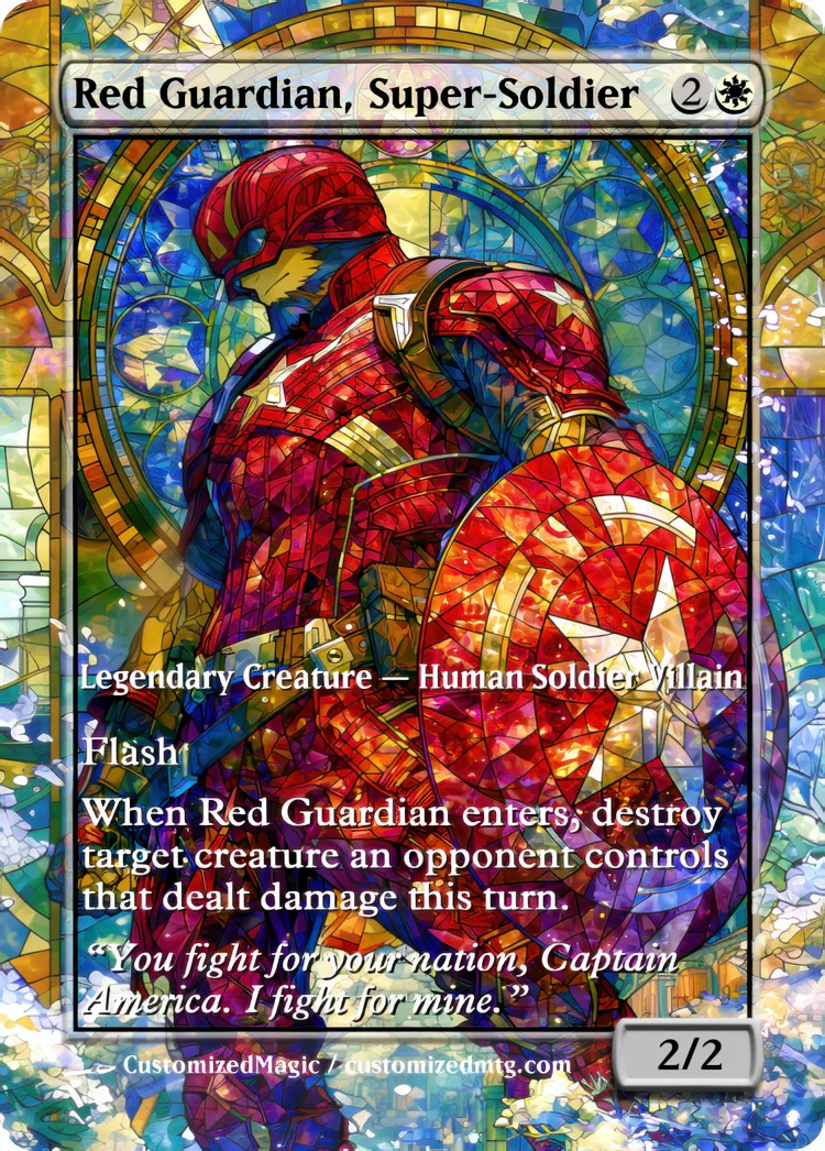 Marvel Super Heroes - Commanders - Stained Glass Edition Part 4 of 6 | Red Guardian Super Soldier.2 | Magic the Gathering / MTG Proxy Cards | Magic the Gathering Proxy Cards