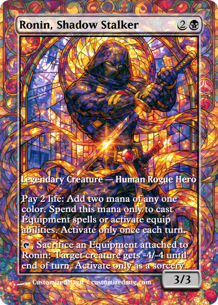 Marvel Super Heroes - Commanders - Stained Glass Edition Part 4 of 6 | Ronin Shadow Stalker | Magic the Gathering / MTG Proxy Cards | Magic the Gathering Proxy Cards