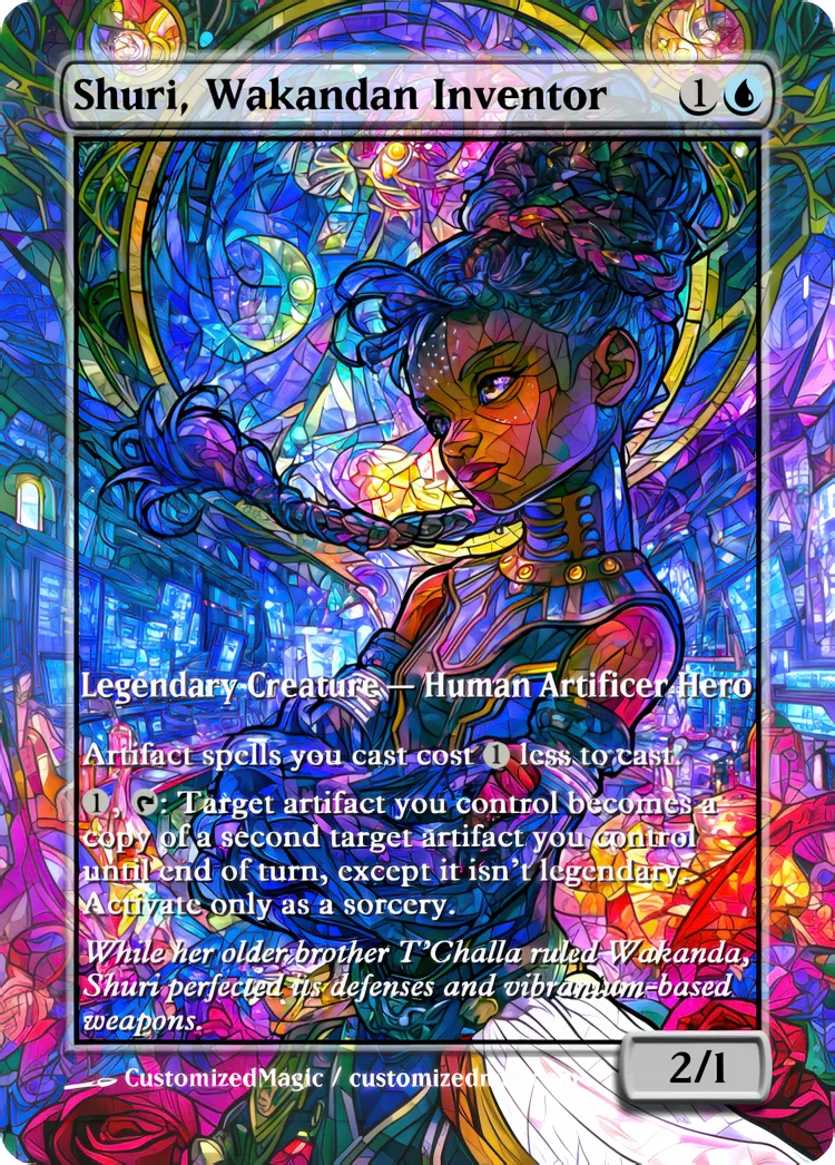 Marvel Super Heroes - Commanders - Stained Glass Edition Part 5 of 6 | Shuri Wakandan Inventor | Magic the Gathering / MTG Proxy Cards | Magic the Gathering Proxy Cards