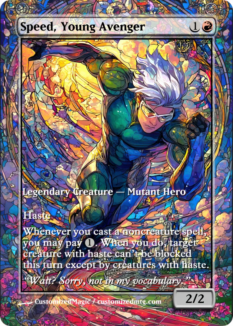 Marvel Super Heroes - Commanders - Stained Glass Edition Part 5 of 6 | Speed Young Avenger | Magic the Gathering / MTG Proxy Cards | Magic the Gathering Proxy Cards