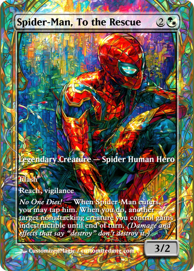 Marvel Super Heroes - Commanders - Stained Glass Edition Part 5 of 6 | Spider Man To the Rescue | Magic the Gathering / MTG Proxy Cards | Magic the Gathering Proxy Cards