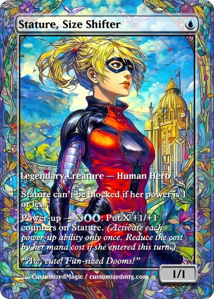 Marvel Super Heroes - Commanders - Stained Glass Edition Part 5 of 6 | Stature Size Shifter | Magic the Gathering / MTG Proxy Cards | Magic the Gathering Proxy Cards