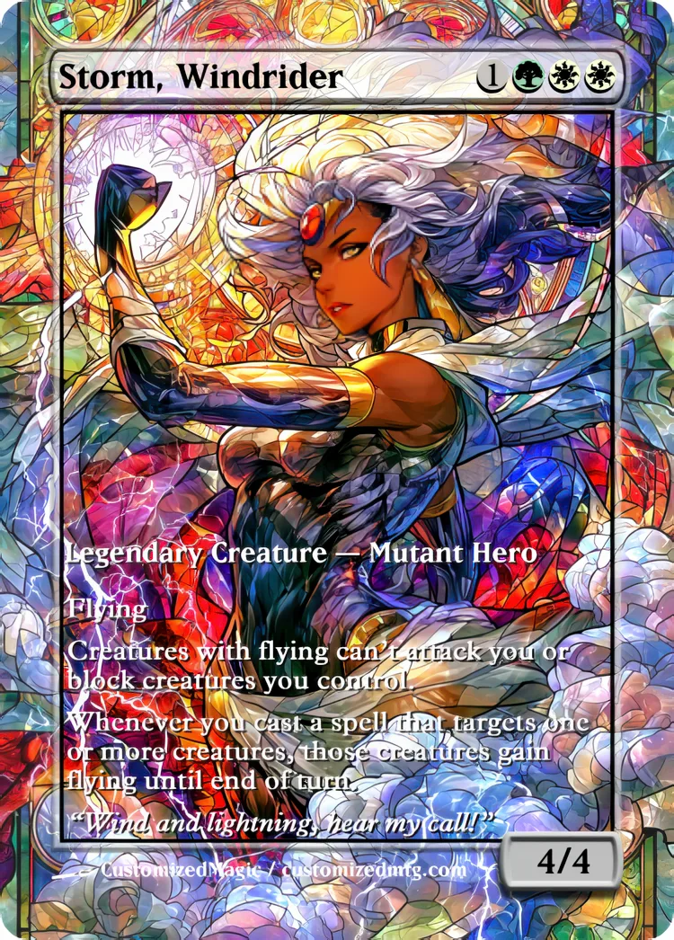 Marvel Super Heroes - Commanders - Stained Glass Edition Part 5 of 6 | Storm Windrider | Magic the Gathering / MTG Proxy Cards | Magic the Gathering Proxy Cards