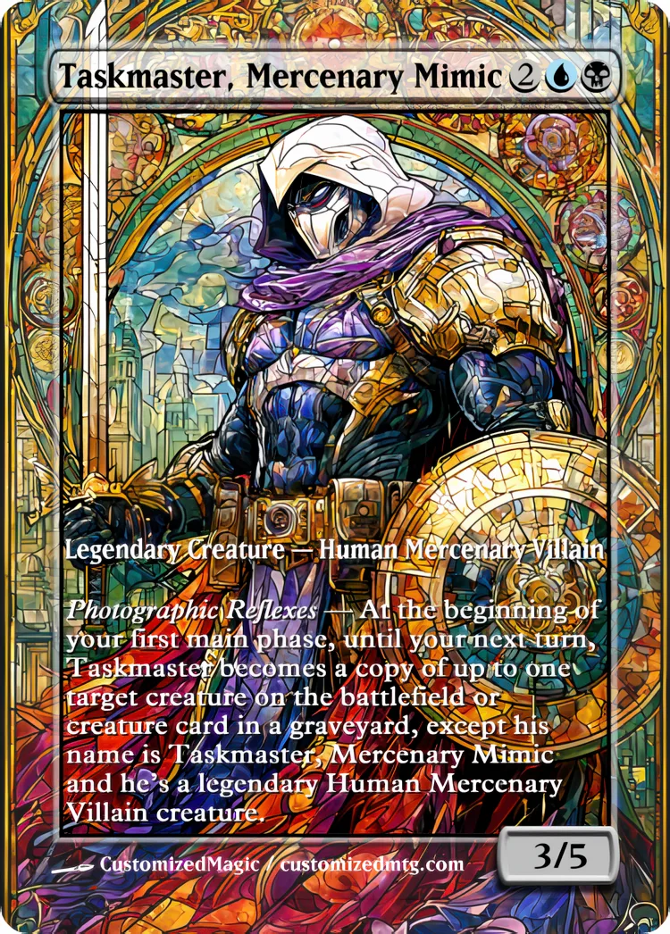 Marvel Super Heroes - Commanders - Stained Glass Edition Part 5 of 6 | Taskmaster Mercenary Mimic | Magic the Gathering / MTG Proxy Cards | Magic the Gathering Proxy Cards