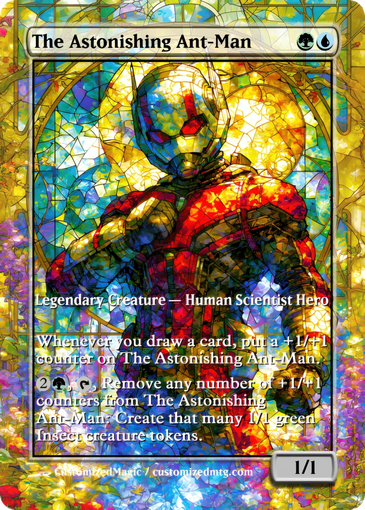 Marvel Super Heroes - Commanders - Stained Glass Edition Part 5 of 6 | The Astonishing Ant Man | Magic the Gathering / MTG Proxy Cards | Magic the Gathering Proxy Cards