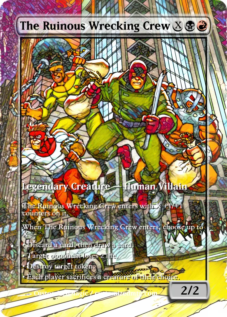 Marvel Super Heroes - Commanders - Stained Glass Edition Part 5 of 6 | The Ruinous Wrecking Crew | Magic the Gathering / MTG Proxy Cards | Magic the Gathering Proxy Cards