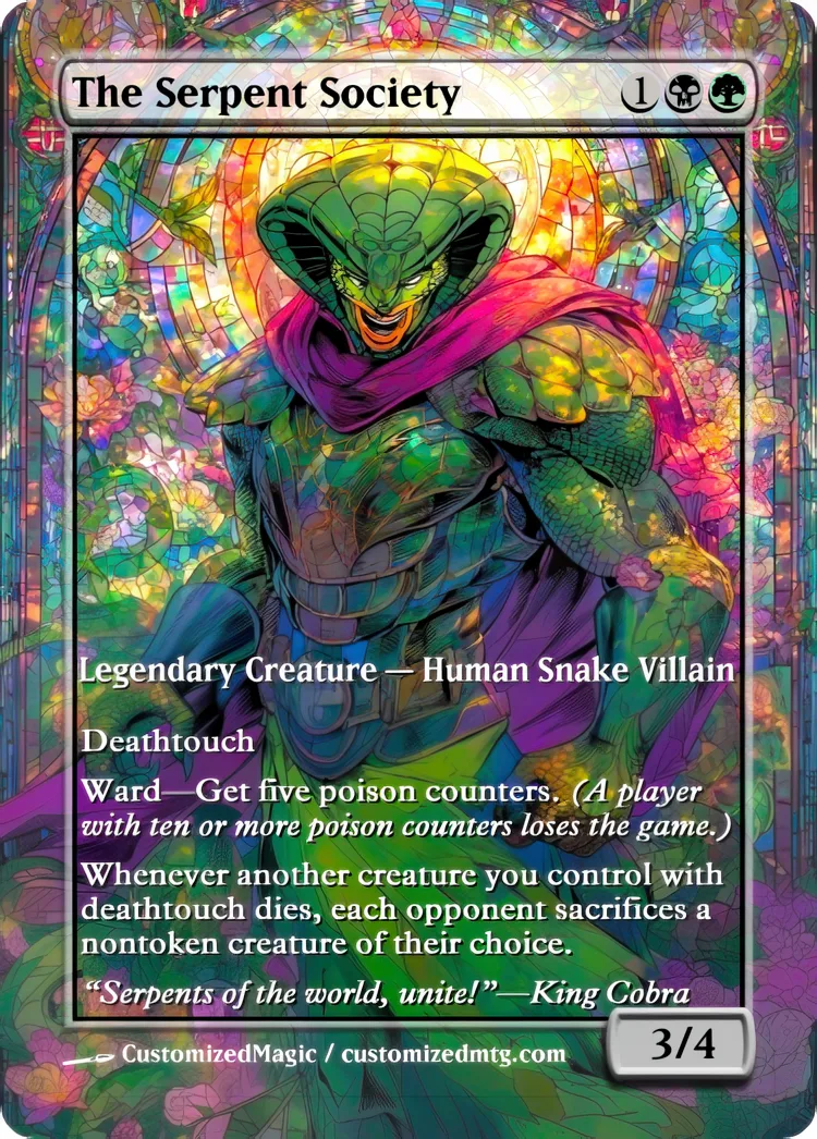 Marvel Super Heroes - Commanders - Stained Glass Edition Part 6 of 6 | The Serpent Society | Magic the Gathering / MTG Proxy Cards | Magic the Gathering Proxy Cards