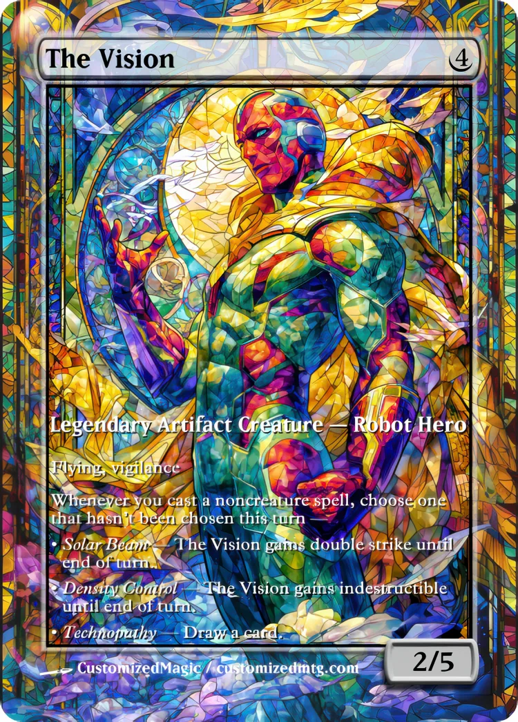 Marvel Super Heroes - Commanders - Stained Glass Edition Part 6 of 6 | The Vision | Magic the Gathering / MTG Proxy Cards | Magic the Gathering Proxy Cards