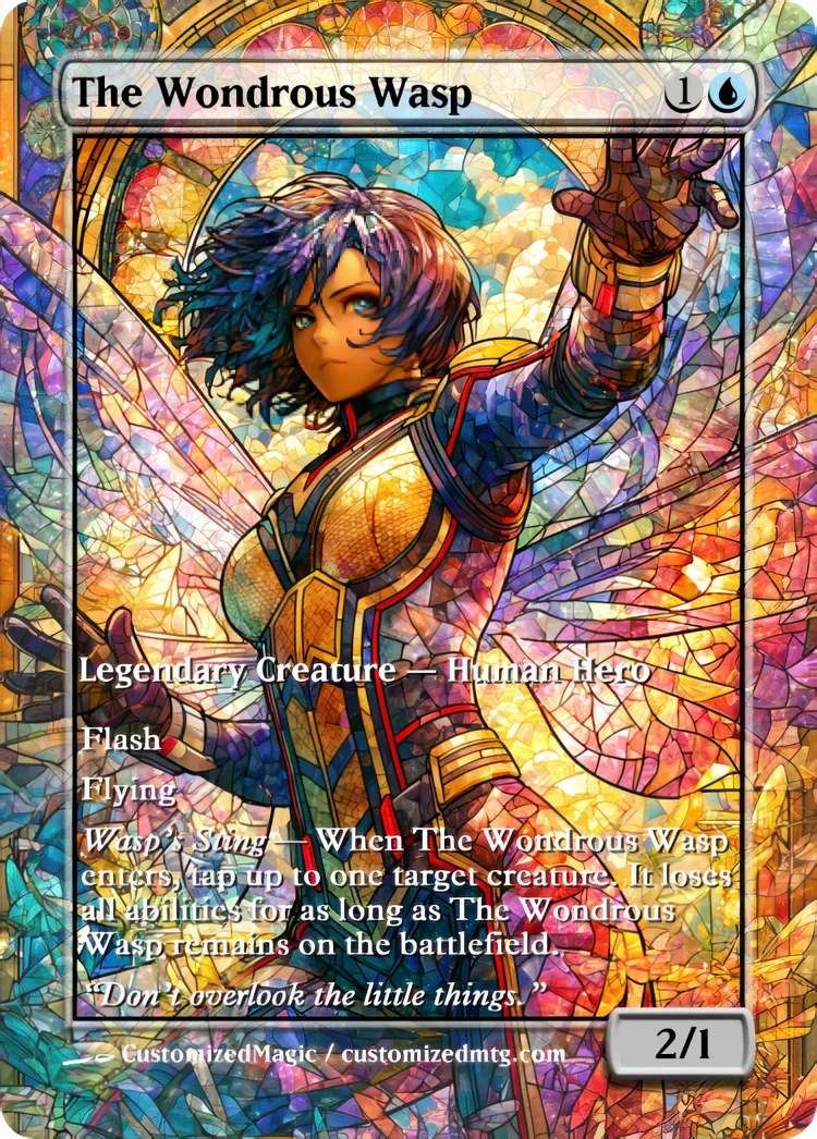 Marvel Super Heroes - Commanders - Stained Glass Edition Part 6 of 6 | The Wondrous Wasp | Magic the Gathering / MTG Proxy Cards | Magic the Gathering Proxy Cards