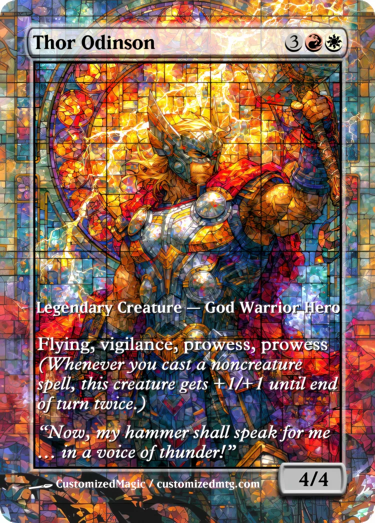 Marvel Super Heroes - Commanders - Stained Glass Edition Part 6 of 6 | Thor Odinson.2 | Magic the Gathering / MTG Proxy Cards | Magic the Gathering Proxy Cards