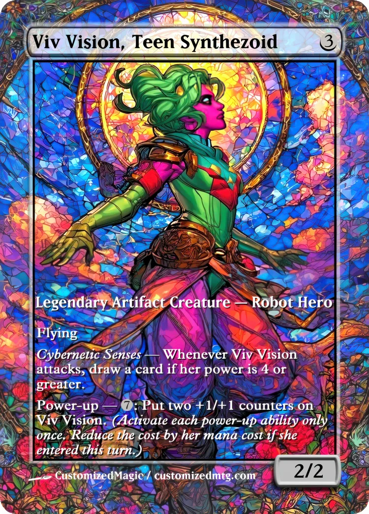 Marvel Super Heroes - Commanders - Stained Glass Edition Part 6 of 6 | Viv Vision Teen Synthezoid | Magic the Gathering / MTG Proxy Cards | Magic the Gathering Proxy Cards