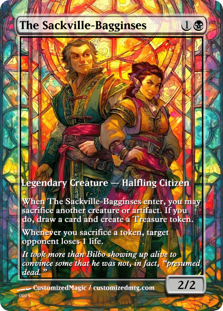 The Hobbit - Commanders Part 2 of 2 | The Sackville Bagginses | Magic the Gathering / MTG Proxy Cards | Magic the Gathering Proxy Cards The Hobbit - Commanders Part 2 of 2 | The Sackville Bagginses | Magic the Gathering / MTG Proxy Cards | Magic the Gathering Proxy Cards
