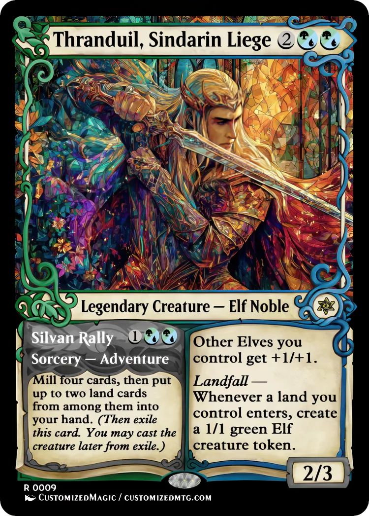 The Hobbit - Legendary Adventure | Thranduil Sindarin Liege | Magic the Gathering / MTG Proxy Cards | Magic the Gathering Proxy Cards