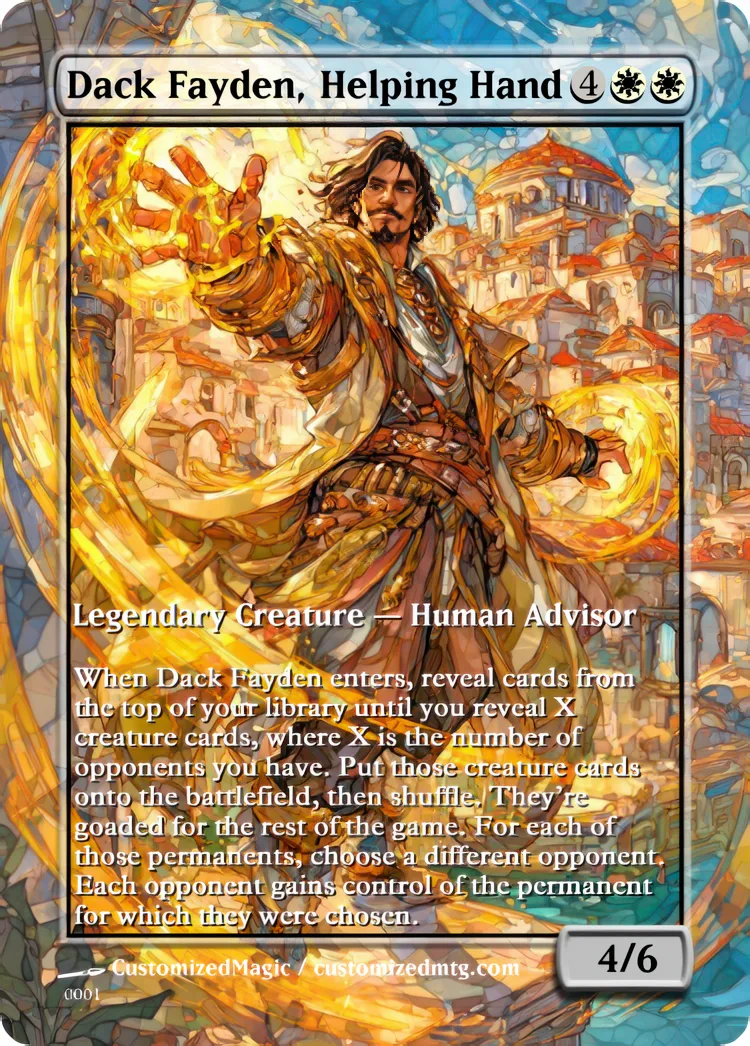 Reality Fracture Commanders - Stained Glass Edition | Dack Fayden Helping Hand | Magic the Gathering / MTG Proxy Cards | Magic the Gathering Proxy Cards