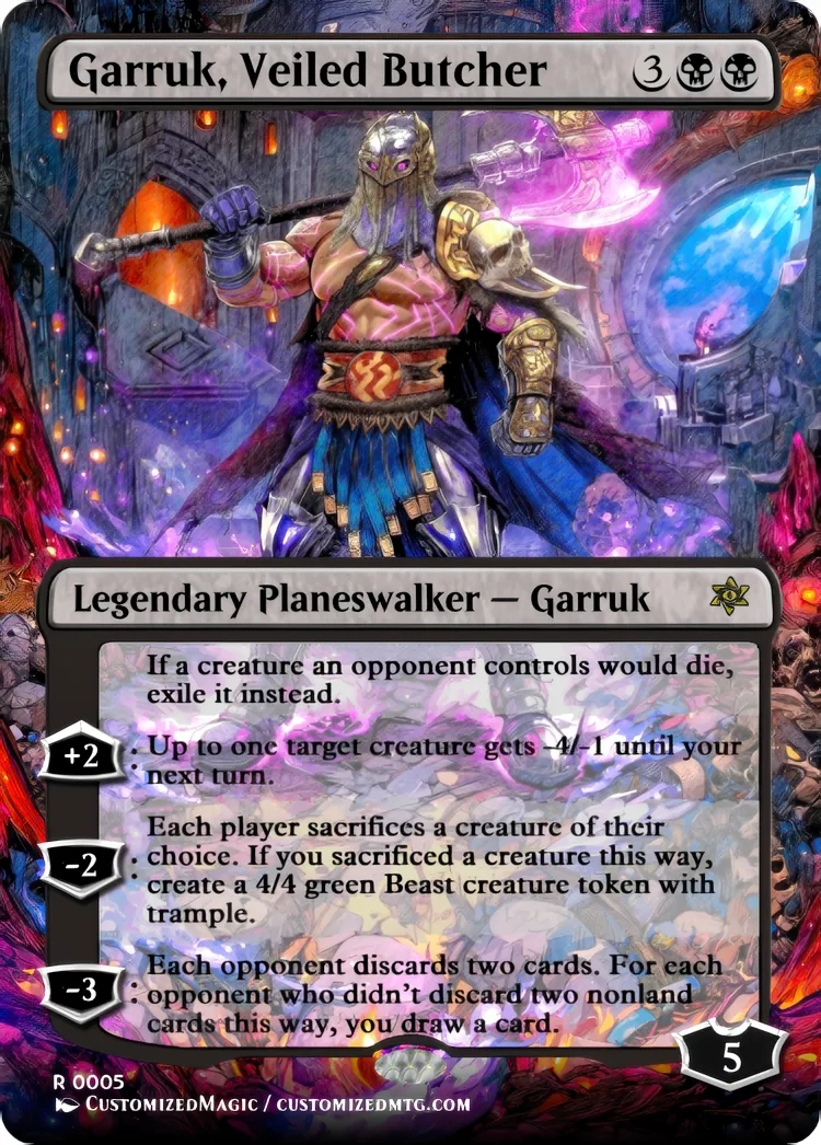 Reality Fracture Planeswalkers - Anime Style | Garruk Veiled Butcher | Magic the Gathering / MTG Proxy Cards | Magic the Gathering Proxy Cards