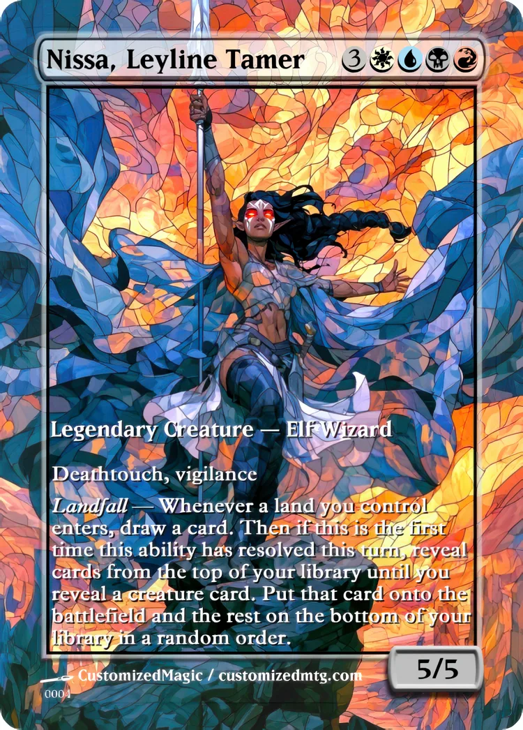 Reality Fracture Commanders - Stained Glass Edition | Nissa Leyline Tamer | Magic the Gathering / MTG Proxy Cards | Magic the Gathering Proxy Cards