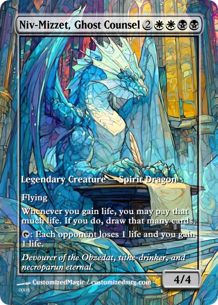 Reality Fracture Commanders - Stained Glass Edition | Niv Mizzet Ghost Counsel | Magic the Gathering / MTG Proxy Cards | Magic the Gathering Proxy Cards