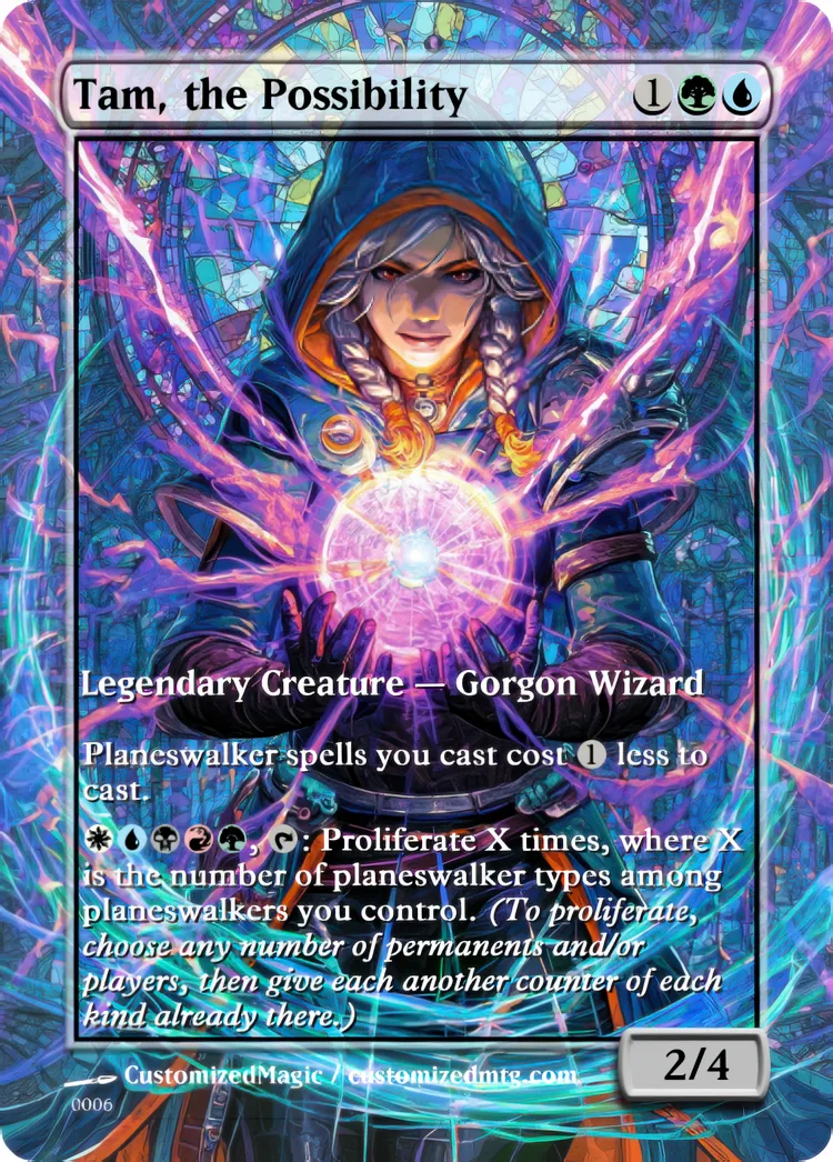 Reality Fracture Commanders - Stained Glass Edition | Tam the Possibility | Magic the Gathering / MTG Proxy Cards | Magic the Gathering Proxy Cards